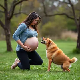 cachorro labrador atacando mãe e filho