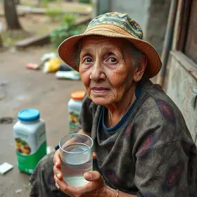 idosa encontrada sem água potável